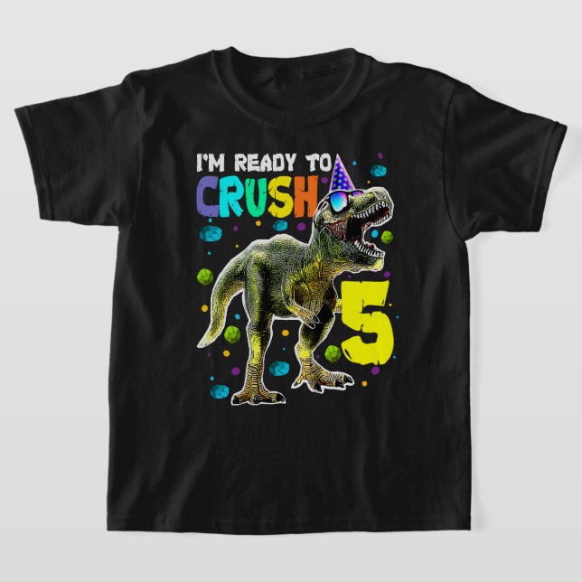 T-shirt Enfants prêts à écraser 5 5e anniversaire T Rex Di (Poser)
