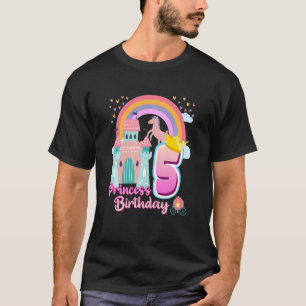 T-shirt Enfants Princess 5e anniversaire Cheval Rainbow Ca