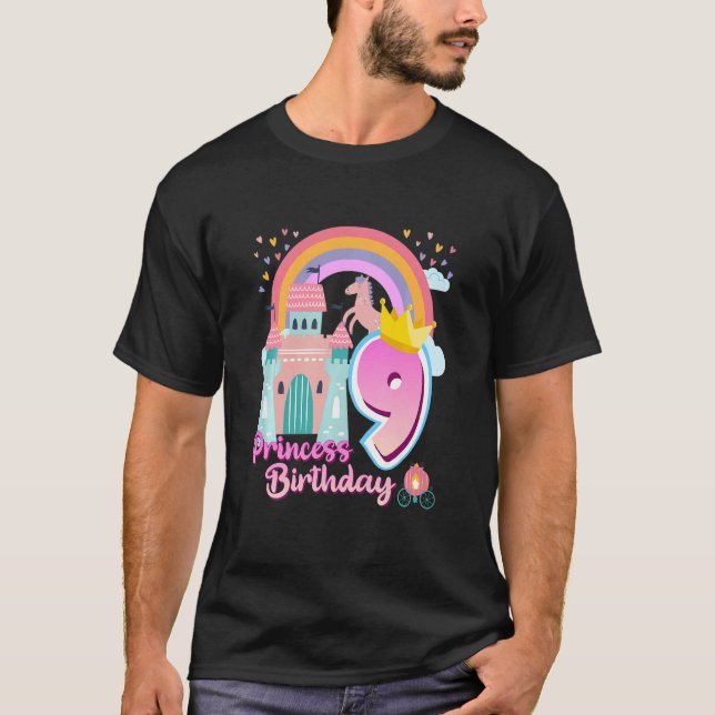 T-shirt Enfants Princess 9e Anniversaire Cheval Rainbow Ca (Devant)