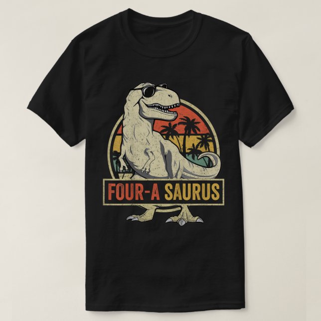 T-shirt Enfants quatre a saurus Anniversaire T Rex 4 ans D (Design devant)