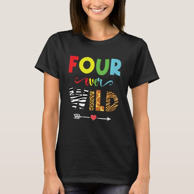 T-shirt Enfants Quatre Ever Wild 4e anniversaire Thème Enf (Devant)
