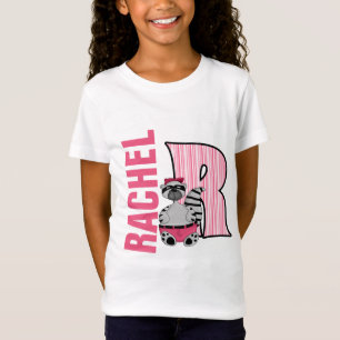T-Shirt Enfants "R" Monogrammé   Raccoon rose rayé