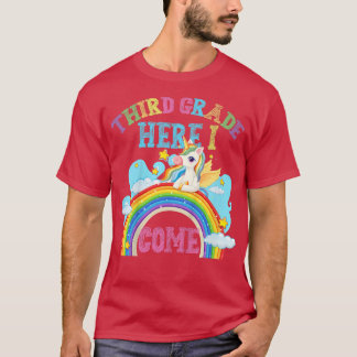 T-shirt Enfants Rainbow Unicorn Lover 3e 3e année Ici I 