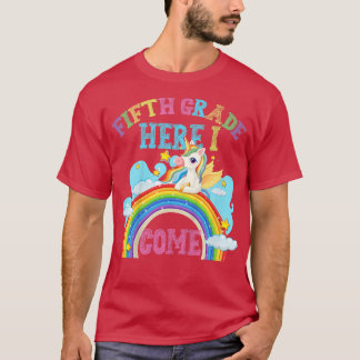 T-shirt Enfants Rainbow Unicorn Lover 5e année Ici I 