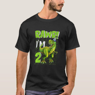T-shirt Enfants Raw I'm 2 Birthday Boy Dinosaur 2 Year old