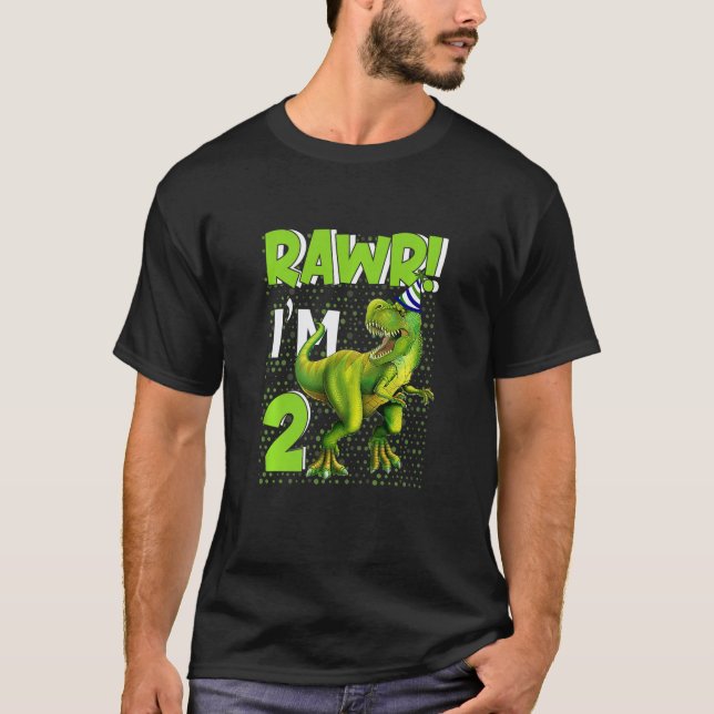 T-shirt Enfants Raw I'm 2 Birthday Boy Dinosaur 2 Year old (Devant)