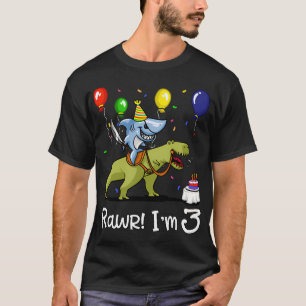 T-shirt Enfants Rawr 3e Anniversaire Requin à Cheval T-Rex
