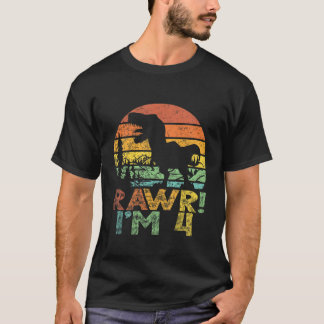 T-shirt Enfants Rawr Im 4 4E Anniversaire T Rex 4 Annivers