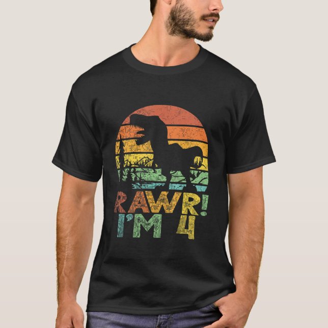 T-shirt Enfants Rawr Im 4 4E Anniversaire T Rex 4 Annivers (Devant)