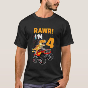T-shirt Enfants Rawr I'm 4 Dinosaur T Rex Anniversaire Gar