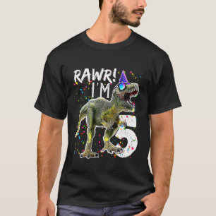T-shirt Enfants Rawr I'm 5 5th Birthday Party T Rex Dinosa