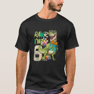 T-shirt Enfants Rawr I'm 6 Six Rex 6th Birthday Dinosaur 6