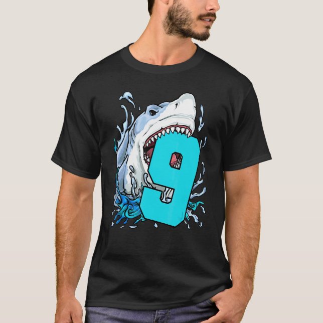 T-shirt Enfants requin 9e anniversaire garçon 9 ans Ancien (Devant)