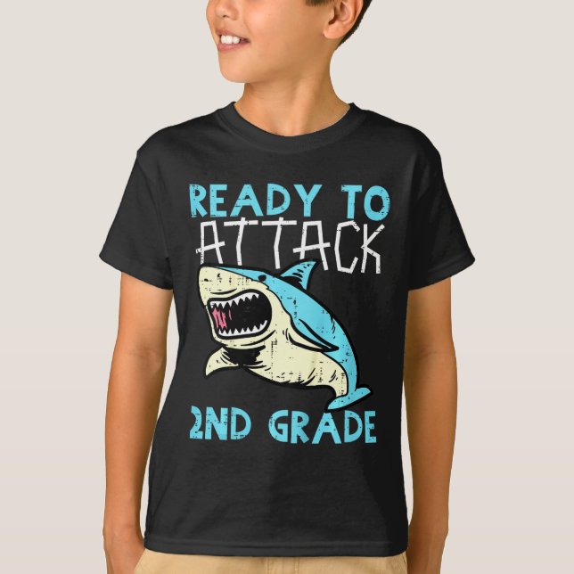 T-shirt Enfants Requin Prêts à Attaquer 2e Année Première  (Devant)