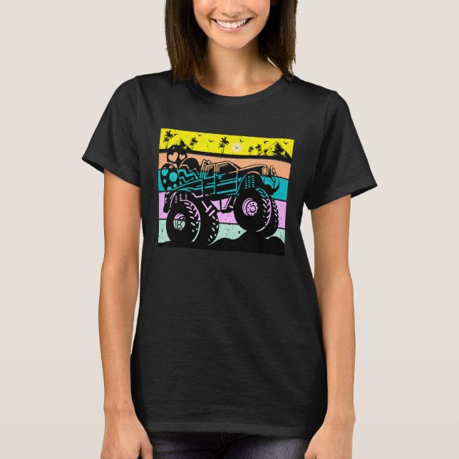 T-shirt Enfants Retro Monster Camion Bunny Pâques Joyeux P (Devant)