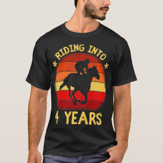 T-shirt Enfants Riding en 4 ans cadeau cheval quatre ans