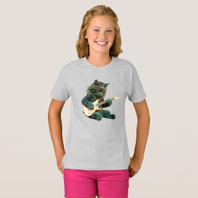 T-shirt Enfants Rock Star Chat Mignon (Devant entier)