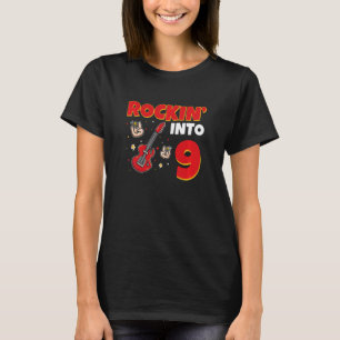 T-shirt Enfants Rockin Into 9 Rockstar Guitare 9 Ancien 9e