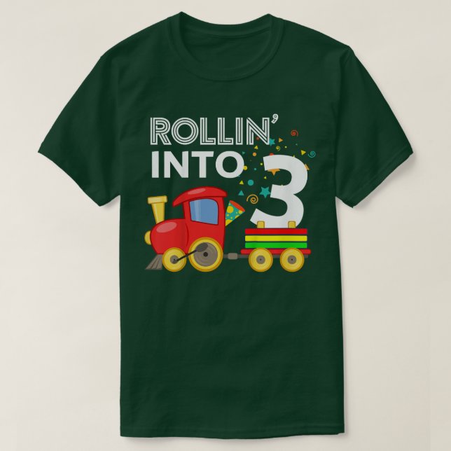 T-shirt Enfants Rollin' en 3 train 3ème anniversaire fête  (Design devant)