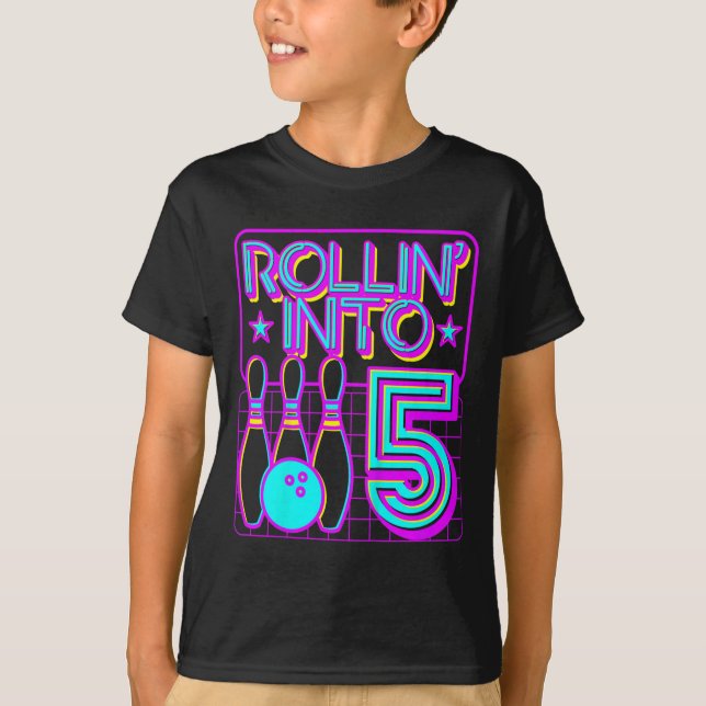 T-shirt Enfants Rollin In 5 Bowling Bowler 5e Anniversaire (Devant)