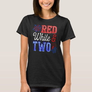 T-shirt Enfants Rouge Blanc Deux 2e anniversaire 4 juillet