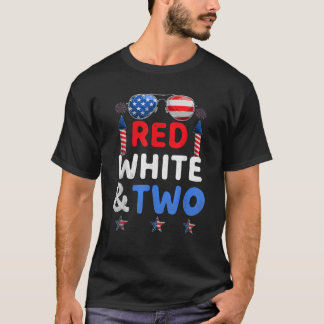 T-shirt Enfants Rouge Blanc Et Deux Anniversaires 4 juille