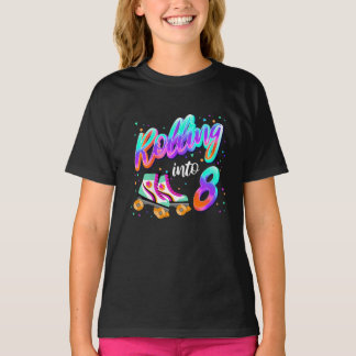 T-shirt Enfants Roulant Dans 8 Ans Fille 8e Anniversaire 