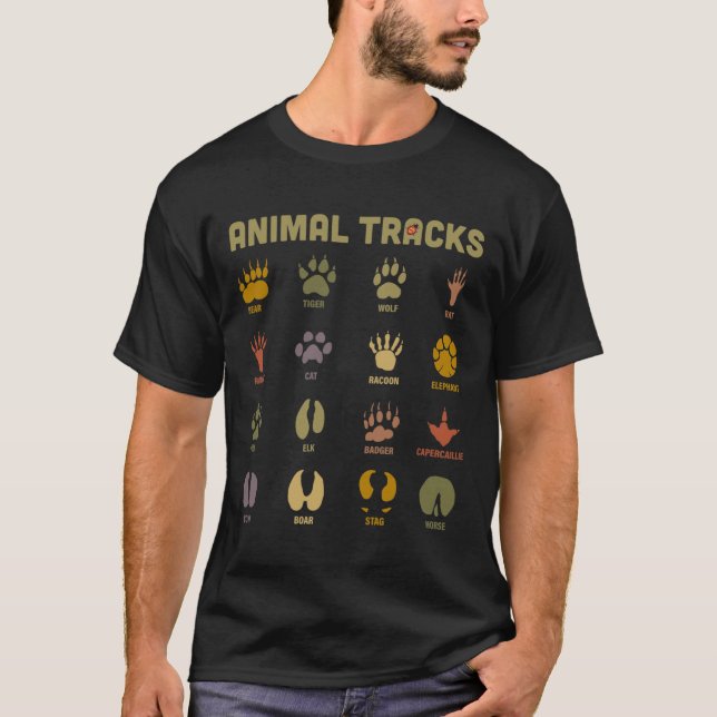 T-shirt Enfants Sauvage Animaux Tracks Enfants Apprendre (Devant)
