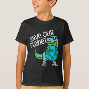 T-shirt Enfants Sauvez Notre Planète Trex Terre Cute Dinos