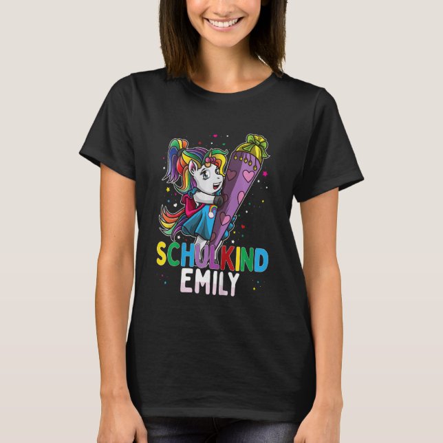 T-shirt Enfants Schulkind Unicorn Emily School Cone Premie (Devant)