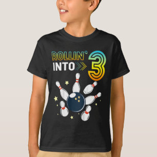 T-shirt Enfants Se Roulant Dans 3 Ans Anniversaire Bowling