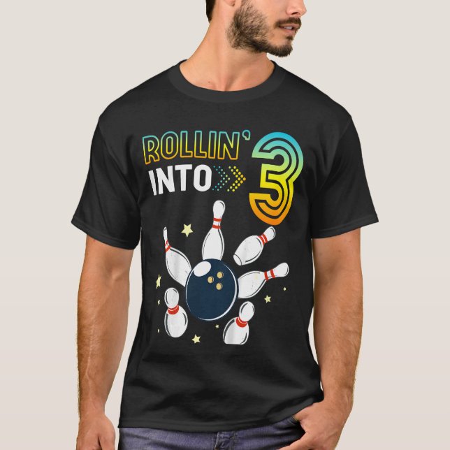 T-shirt Enfants Se Roulant Dans 3 Ans Anniversaire Bowling (Devant)
