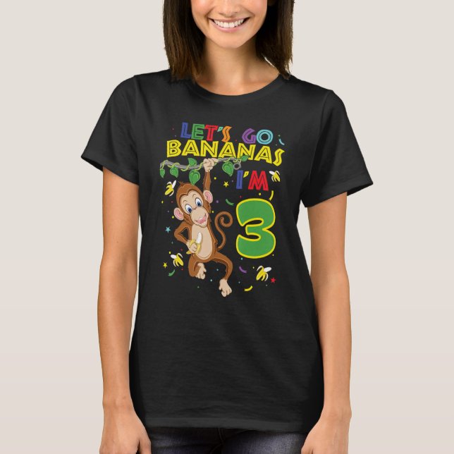 T-shirt Enfants singe 3e anniversaire Zoo Let's Go Bananas (Devant)