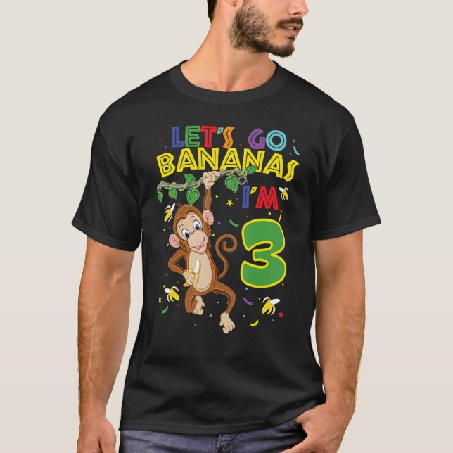 T-shirt Enfants singe 3e anniversaire Zoo Let's Go Bananas (Devant)