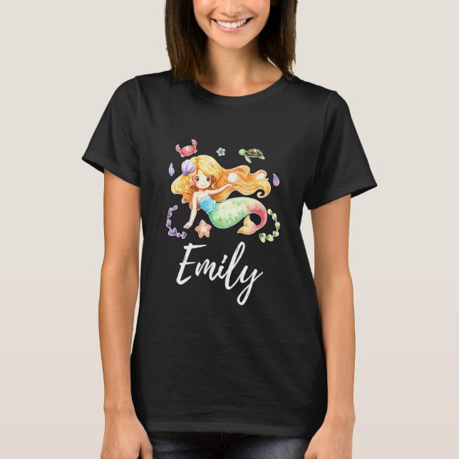 T-shirt Enfants Sirène Nom de la fille Emily (Devant)