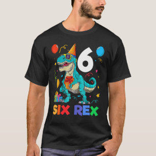 T-shirt Enfants Six Rex 6e Anniversaire Sixième Dinosaure
