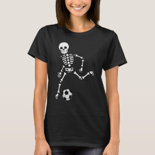 T-shirt Enfants Skeleton Soccer Halloween Sport Joueur Cos