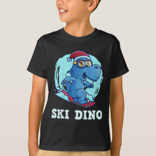 T-shirt Enfants skieurs Enfants skient Dino Skieur drôle T