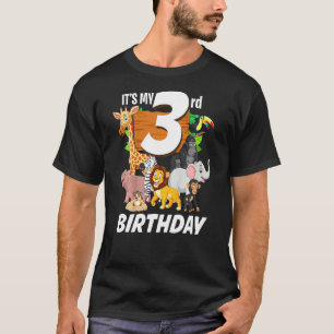 T-shirt Enfants Son 3e anniversaire Zoo Safari Jungle Anim