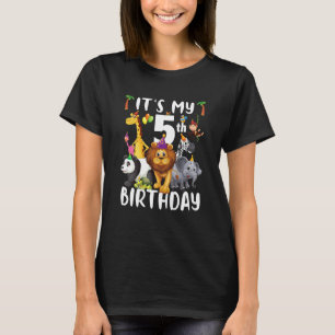 T-shirt Enfants Son 5e anniversaire Zoo Safari Jungle Anim