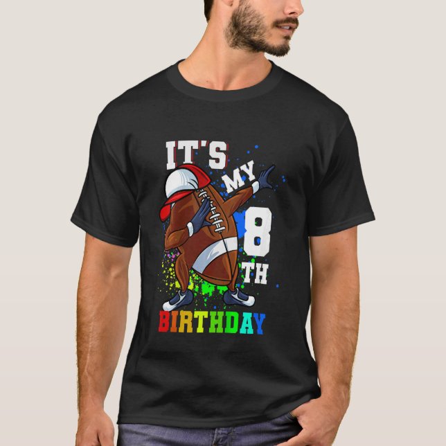 T-shirt Enfants Son 8e anniversaire 8 ans Dabbing Footba (Devant)