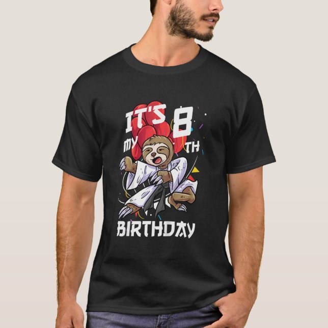 T-shirt Enfants Son 8e anniversaire 8 ans Sloth Karate B (Devant)