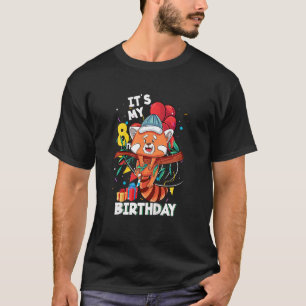 T-shirt Enfants Son 8ème anniversaire 8 ans Panda Rouge Bi