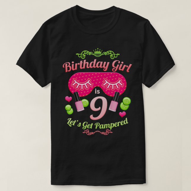 T-shirt Enfants SPA Fête d'anniversaire Filles âge 9 (Design devant)