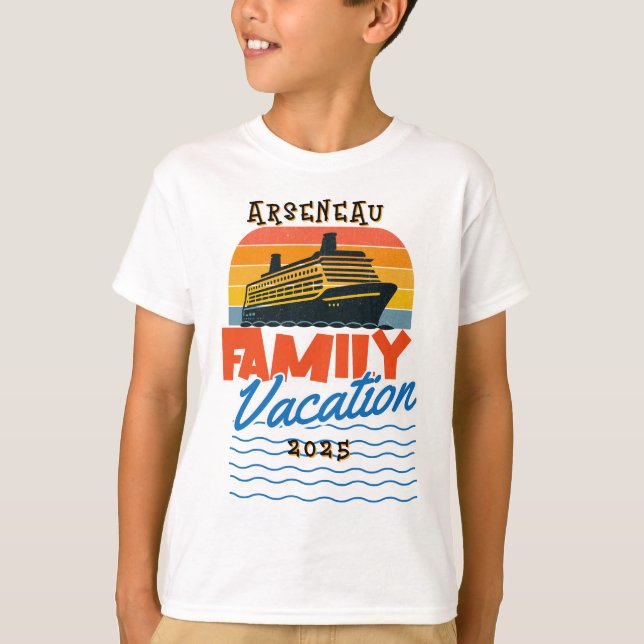 T-shirt Enfants Sunset Family Cruise Orange PERSONNALISER (Devant)