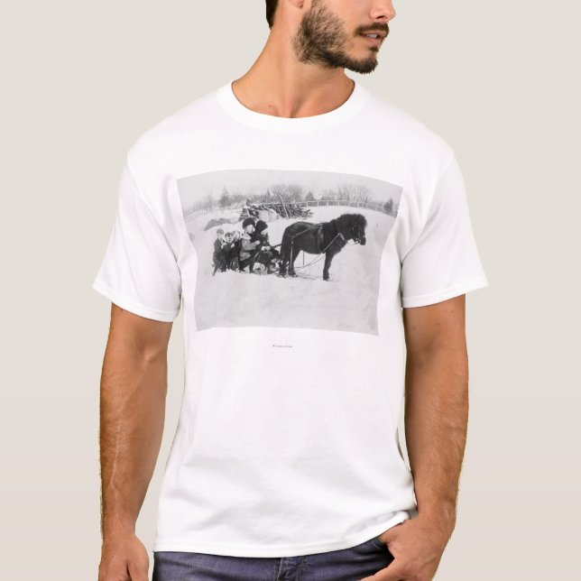 T-shirt Enfants sur la photographie de traîneau dessinée (Devant)