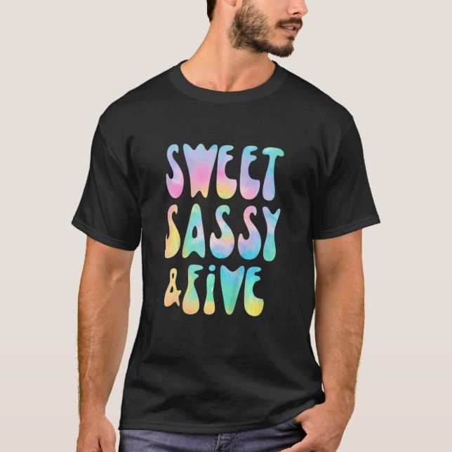 T-shirt Enfants Sweet Sassy et cinq 5e anniversaire fille  (Devant)
