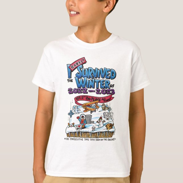 T-shirt Enfants T : J'ai à peine survécu à l'hiver 2022-23 (Devant)