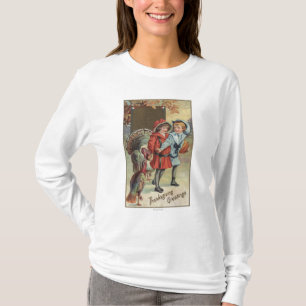 T-shirt Enfants tenant un citrouille, dindes