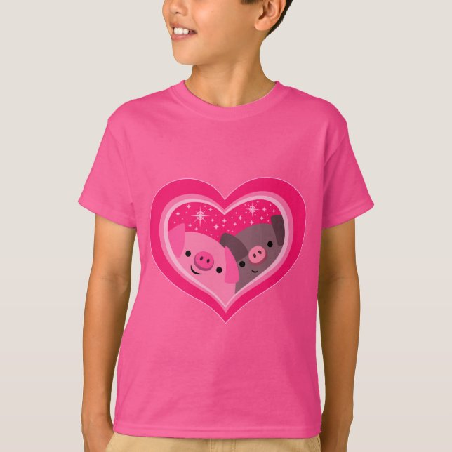 T-shirt Enfants Toi Et Moi (Mignons Porcs De Caric (Devant)